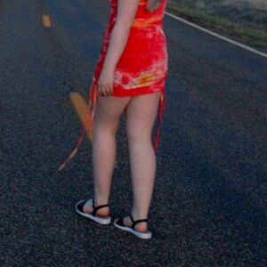 Red and Yellow Tie-Dye Dress